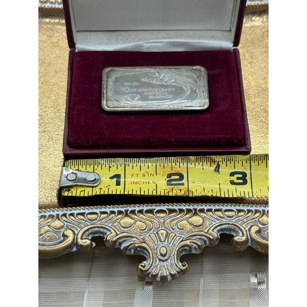 Vintage 1971 America in Space 10th Anniversary 1oz .999 Fine Silver Bar - In Box - Picture 5 of 8